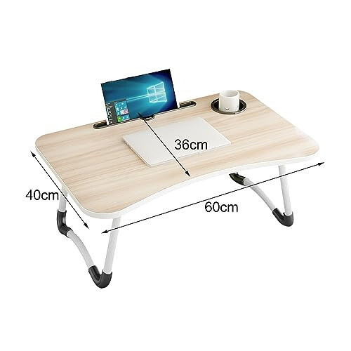 (White Maple) Folding Laptop Table Stand Bed Computer Desk Bed 1