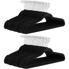 (100-Pack, Black) Ultra Thin Velvet Non-Slip Suit Hanger, 100 pcs, Black