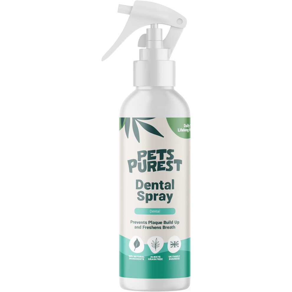 Pets Purest Breath Freshener Dental Teeth Cleaning Spray 100% Natural Plaque Tartar  Mouthwash Bad Breath Treatment Water Formula Dogs Cat 250ml