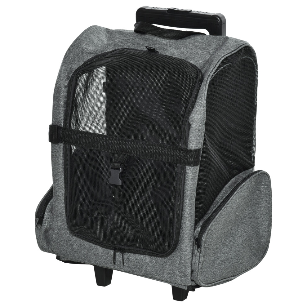 PawHut Pet Travel Backpack Bag Cat Puppy Dog Carrier w/ Trolley and Telescopic