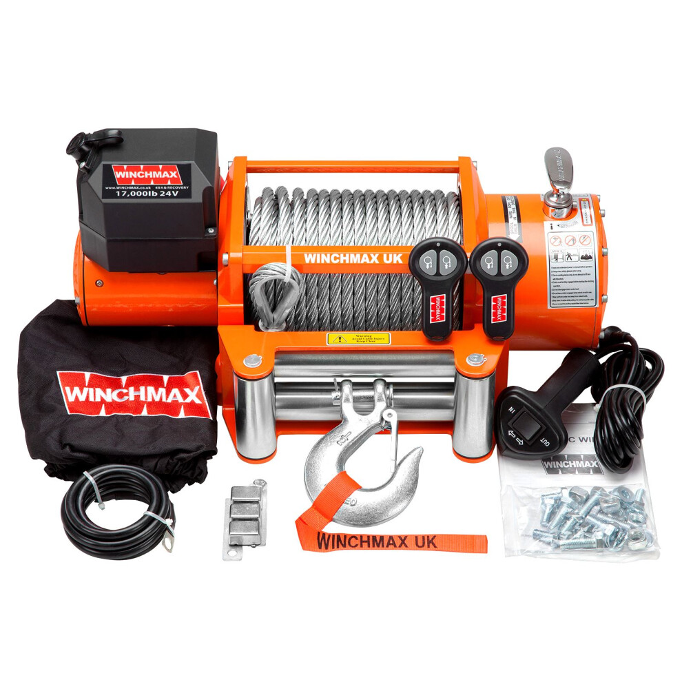 Winchmax 17,000Lb 24V Electric Winch. 26M X 12Mm Steel Rope.