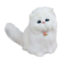 Realistic Persian Cat Animal Model Plush Toy w/ Sound Fluffy Cat Doll Kids Gift