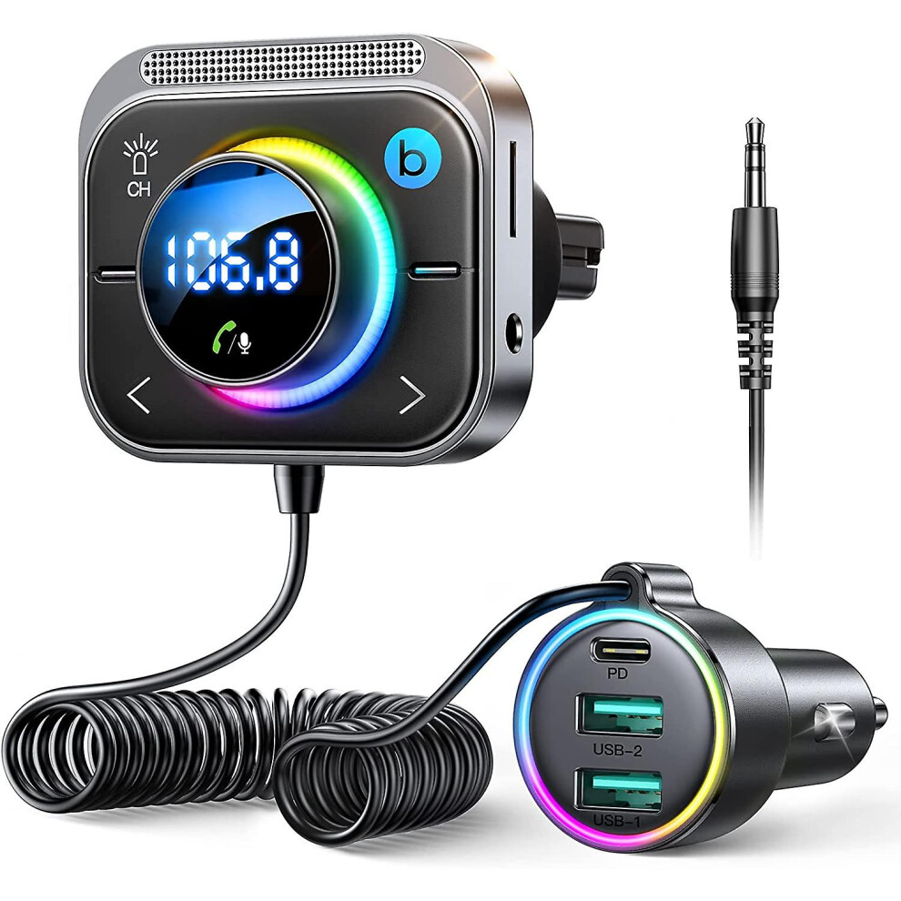Bluetooth 5.3 Fm/Aux Bluetooth Car Adapter, Air Vent Installation 3 Ports Pd 7669442701826
