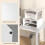Homcom HOMCOM Desktop Printer Stand with 3 Open Compartments, Desk Organiser, White 3