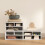 Homcom HOMCOM Desktop Printer Stand with 3 Open Compartments, Desk Organiser, White 4