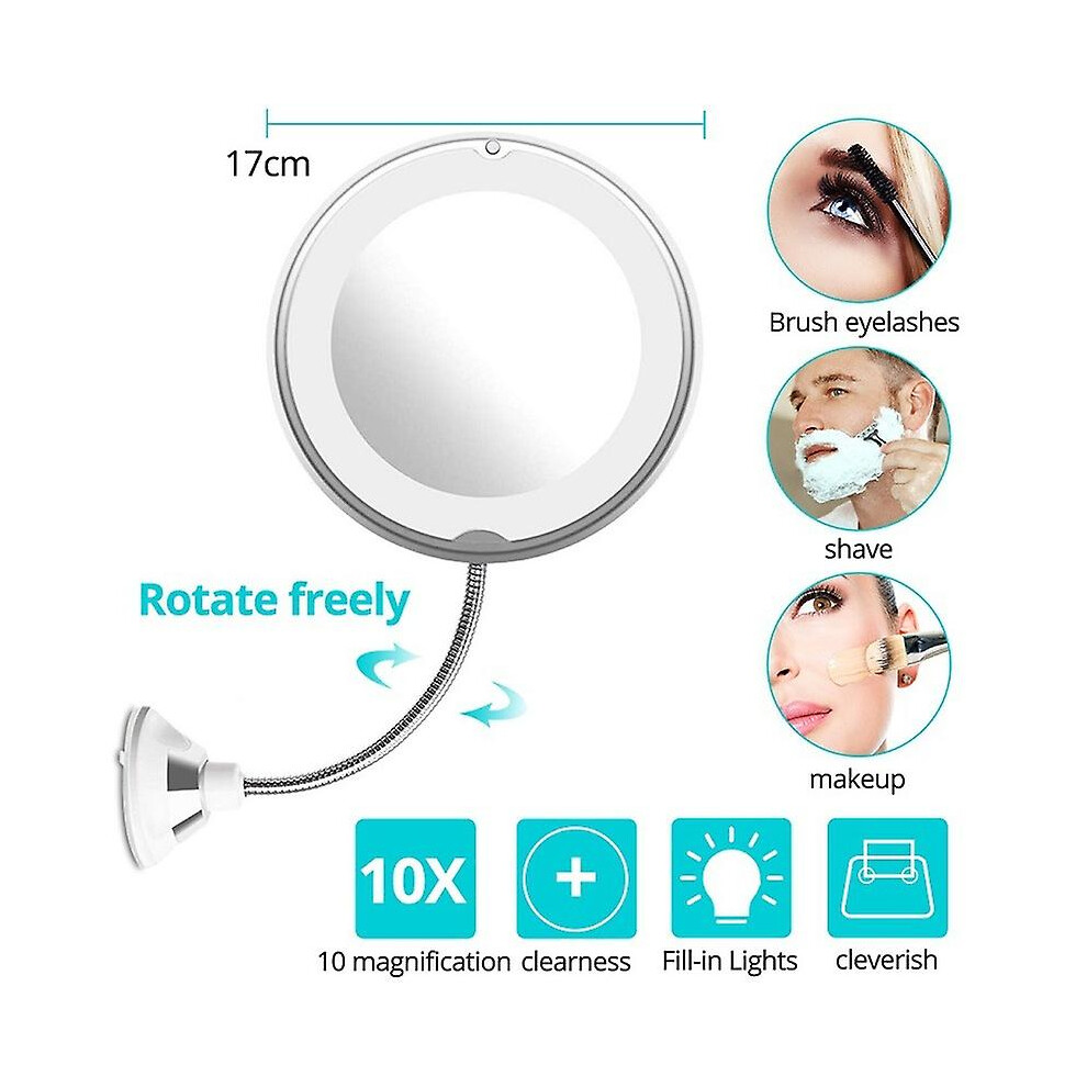 Light 360 Degree Rotation 10X Magnifying Led Makeup Mirror Compact Suction Cup Folding Vanity Mirror With Led Cosmetic Tools Rab