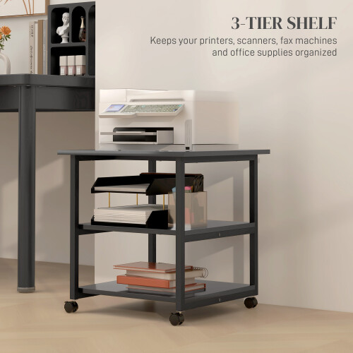 Homcom HOMCOM Mobile Printer Stand with Storage Printer Table for Home Office Black 1