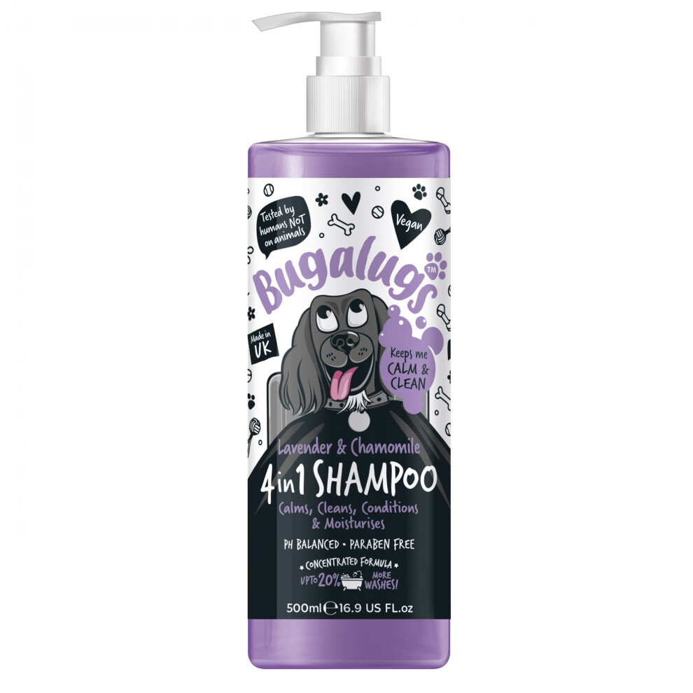 Bugalugs Dog Shampoo & Chamomile 4 In 1 Dog Grooming Pet Shampoo Lavender