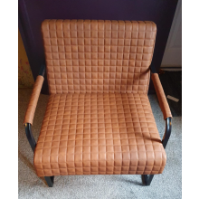 Vintage Retro Armchair Pu Leather Seat Rustic Metal Danish Industrial Sofa Chair