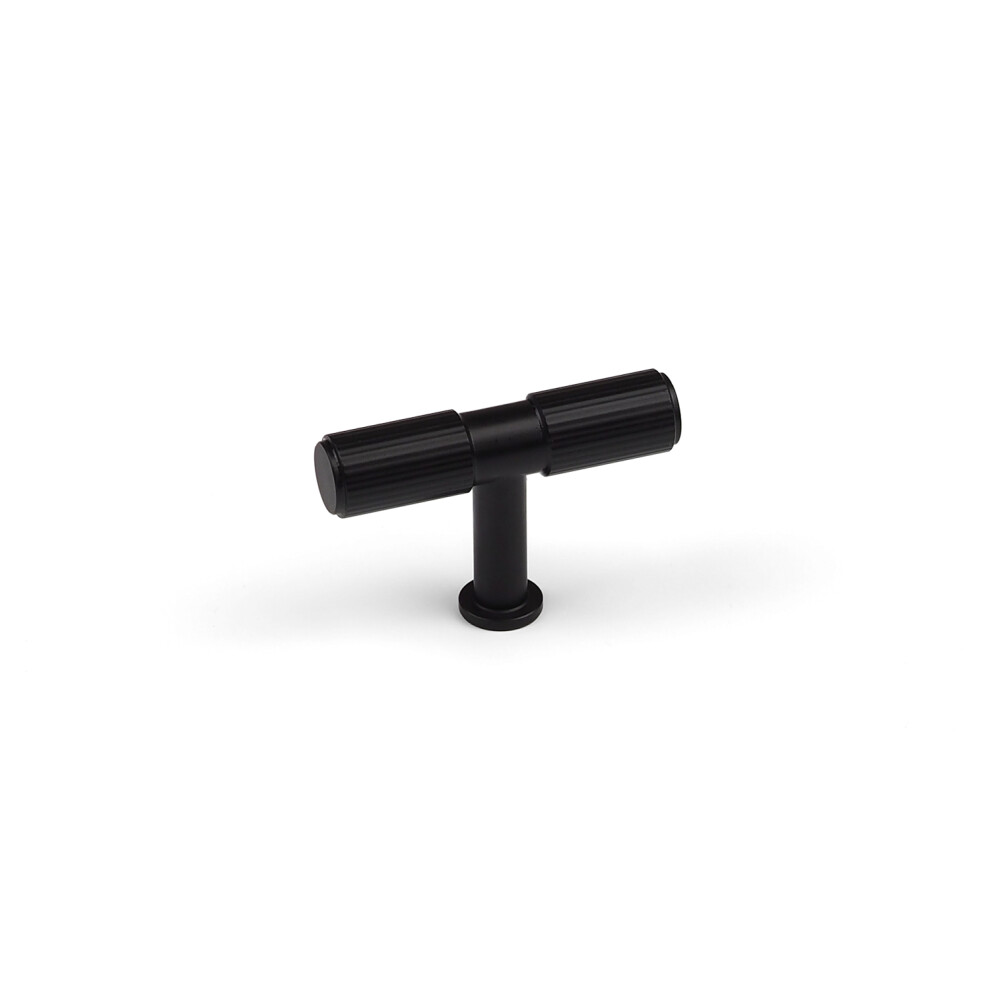 (50Mm Knob ) Matt Black Fluted Knurled Lines Bar Handles & Knob 5060796704822