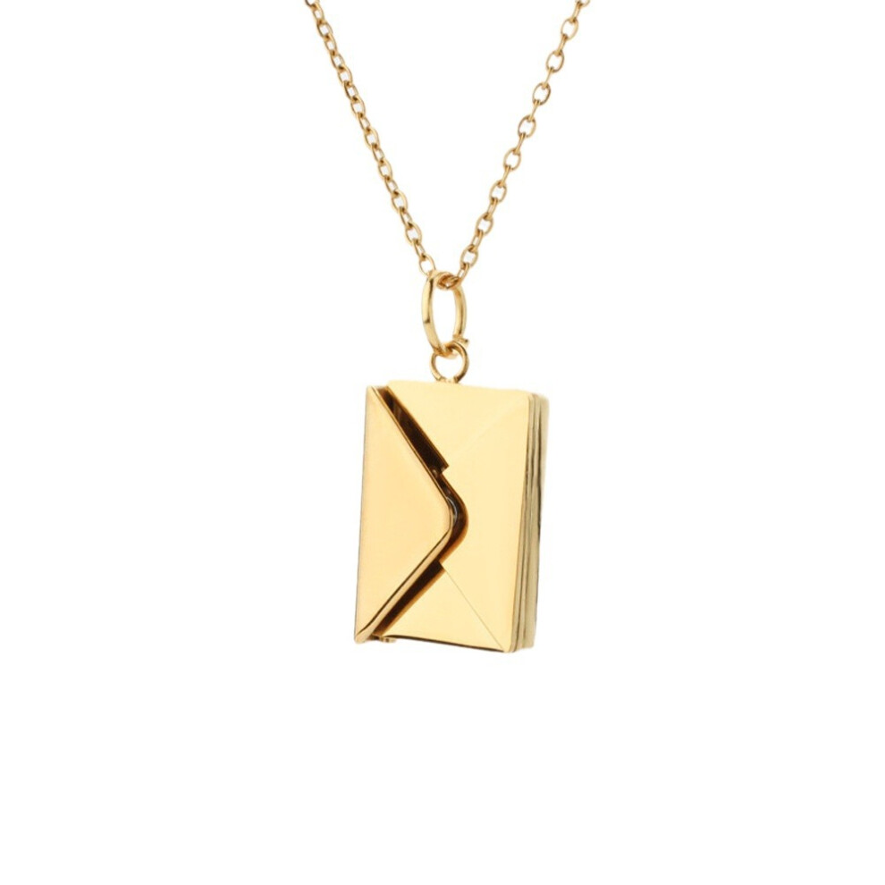 (Gold, Loveyou) Envelope Love Letter Necklace For Women And Men, Stainless Steel Engraved Locket With I Love You, Secret Message Jewelry Gift For Couples Valentine's