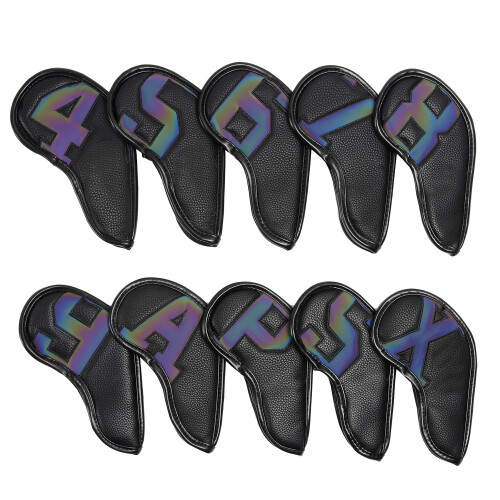 Golf Iron Head Covers With Magnetic Closure Gradient Black 10 Pcs 1