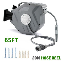 20m Garden Patio Hose Reel Wall Mounted Retractable Auto Rewind Pipe 180° Swivel