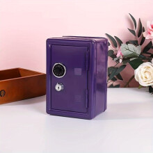(Purple) Metal Mini Safe, Creative Lockable Change Deposit Box, Key Storage Box