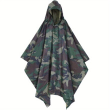 (Oxford Cloth) Outdoor Waterproof Rain Poncho, Multifunctional Rain Cover Camping Hiking Tent Mat with a Carry Bag