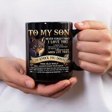 (11oz) To My Son Coffee Mug, 11oz Ceramic Coffee Cups, Black Wolf Water Cups, Summer Winter Drinkware, Christmas Gifts