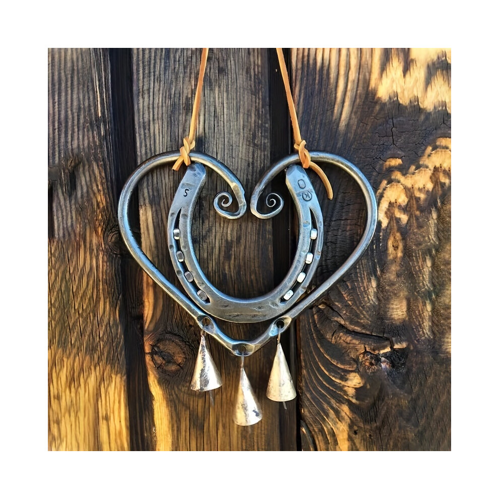 (Lucky Love Wind Chime) Lucky Love Wind Chime - Horseshoe Retro Design With Steel Nails & Metal Heart - Perfect Valentine's Day Garden Hanging Ornamen