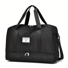 (Black) 1PC Lightweight Argyle Pattern Luggage Bag, Large Capacity Travel Duffle Bag, Portable Overnight Bag