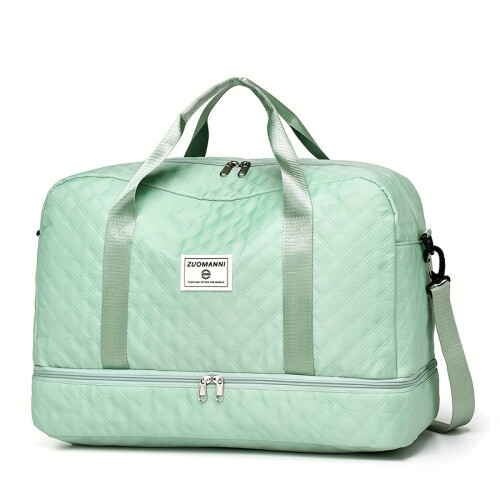 (Green) 1PC Lightweight Argyle Pattern Luggage Bag, Large Capacity Travel Duffle Bag, Portable Overnight Bag