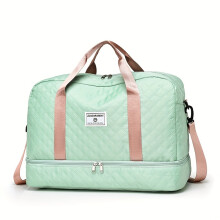(Green Pink) 1PC Lightweight Argyle Pattern Luggage Bag, Large Capacity Travel Duffle Bag, Portable Overnight Bag