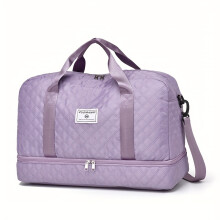 (Purple) 1PC Lightweight Argyle Pattern Luggage Bag, Large Capacity Travel Duffle Bag, Portable Overnight Bag