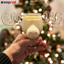 (Reindeer Glass Cup) 240ml/8.4oz Clear Wine Glass, Creative Reindeer Water Cup For Bar, Pub, Club, Restaurant And Home Use, Christmas Decorations, Christmas Gifts