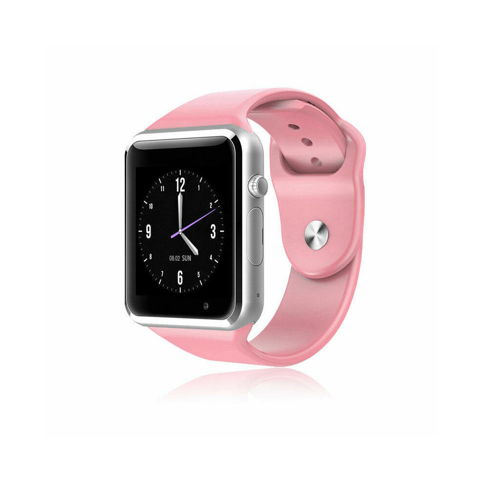 (A1 ) Waterproof Smart Watch Bluetooth Gsm Sim Phone Camera Pedometer For Android Ios Pink 4069938038888