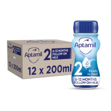 Aptamil 2 Follow On Baby Milk Ready to Use Liquid Formula, 6-12 Months, 200ml (Pack of 12)