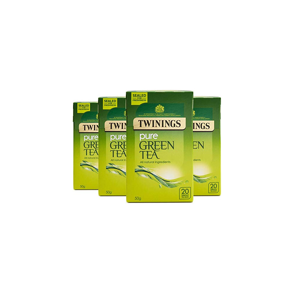 Twinings Pure Tea 80 Tea Bags (Pack Of 4 X 20 Tea Bags) Green