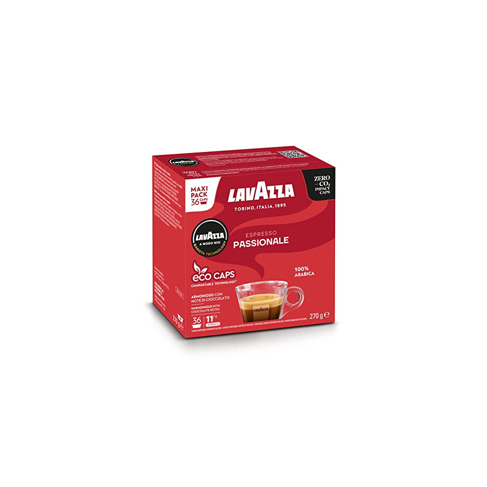 Lavazza A Modo Mio Espresso Passionale, Coffee Capsules, 100% Arabica, Warm and Inviting Taste, Intensity 11/13, Dark Roasting, Perfect for a 40ml