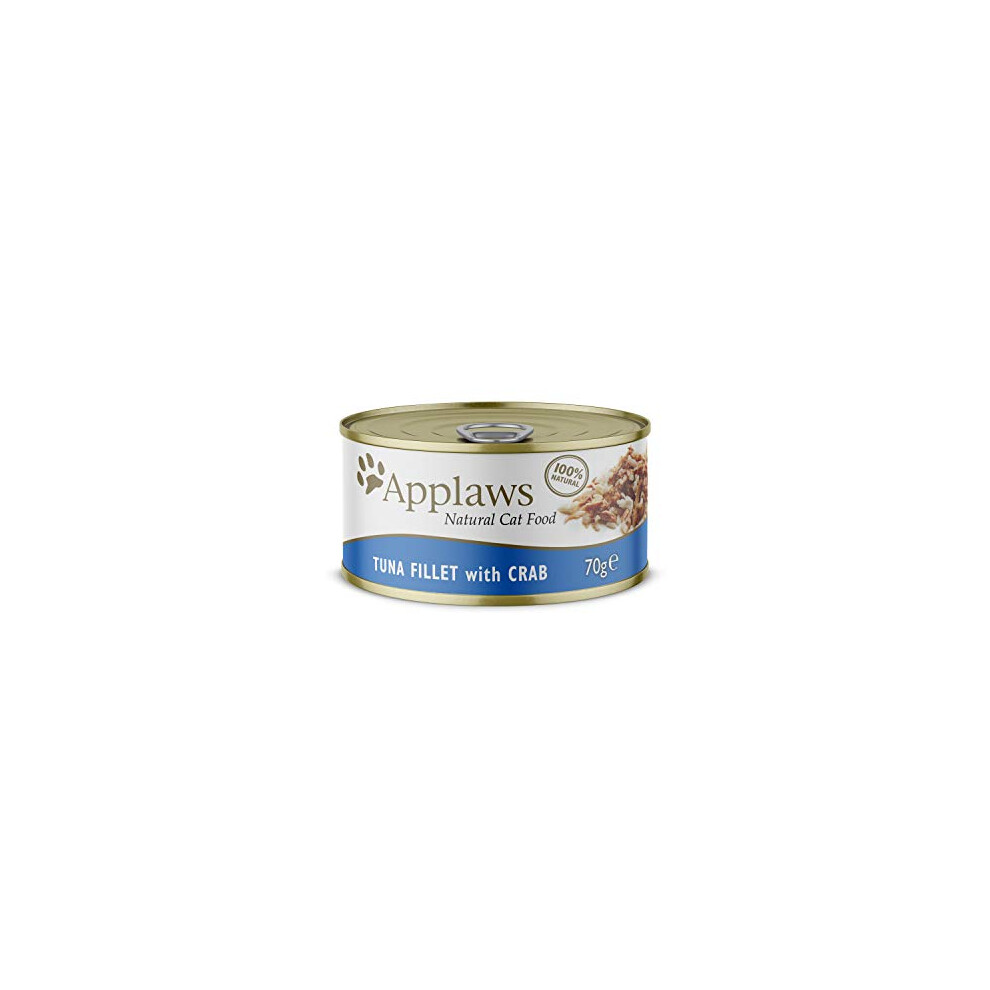 Applaws 100% Natural Wet Cat Food, Tuna with Crab, 70g (Pack of 24)