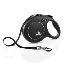 Flexi New Classic Tape Black Large 8m Retractable Dog Leash/Lead for dogs up to 50kg/110lbs