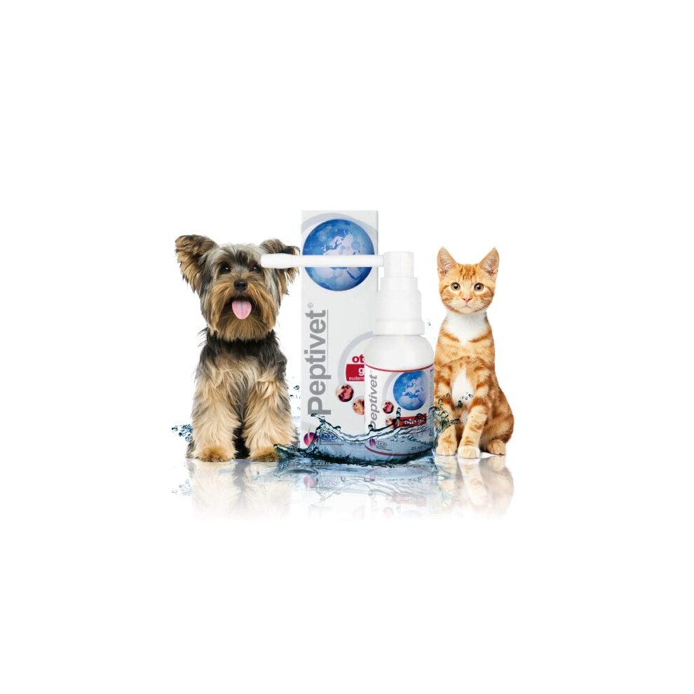 ICF Peptivet OTO Gel Ear Cleaner Gel for Dogs & Cats- Antibacterial Anti-fungal Yeast Management - Red Itchy Skin Relief - Easy to Use - 25 ml