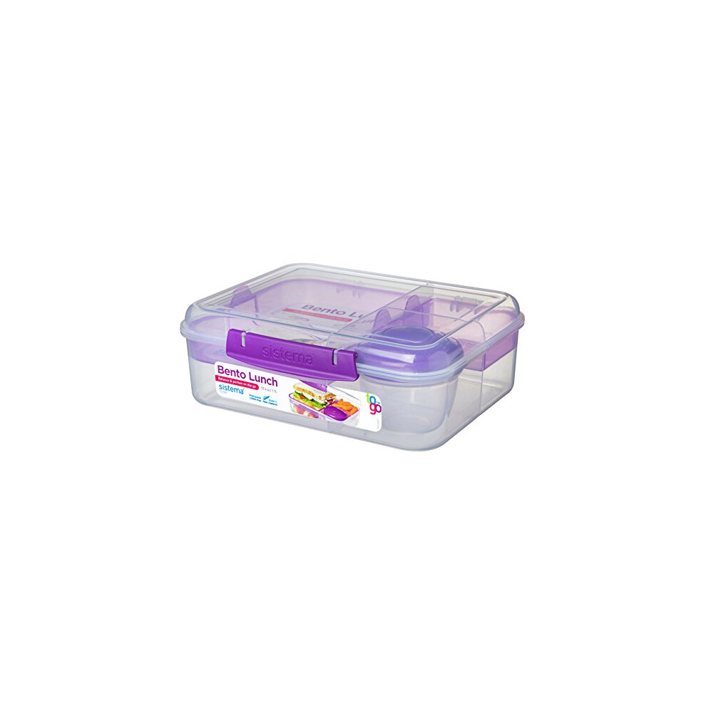 Sistema Bento Box TO GO | Lunch Box with Yoghurt/Fruit Pot | 1.65 L | BPA-Free | Assorted Colours (Varies by Pack) | 1 Count