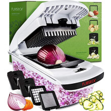 4-in-1 Vegetable Chopper Onion Chopper Food Chopper Manual Spiralizer - Salad Chopper Veg Dicer Veg Chopper - Potato Cutter Onion Dicer Vegetable