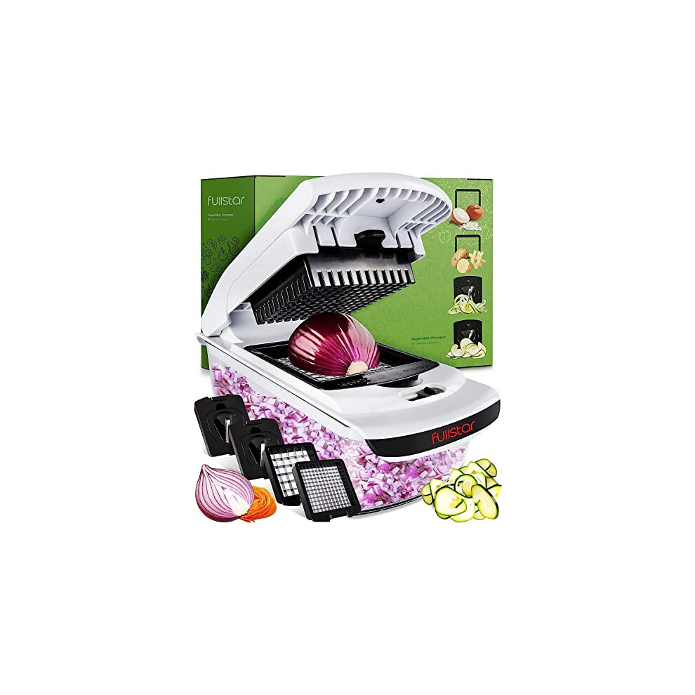 4-in-1 Vegetable Chopper Onion Chopper Food Chopper Manual Spiralizer - Salad Chopper Veg Dicer Veg Chopper - Potato Cutter Onion Dicer Vegetable