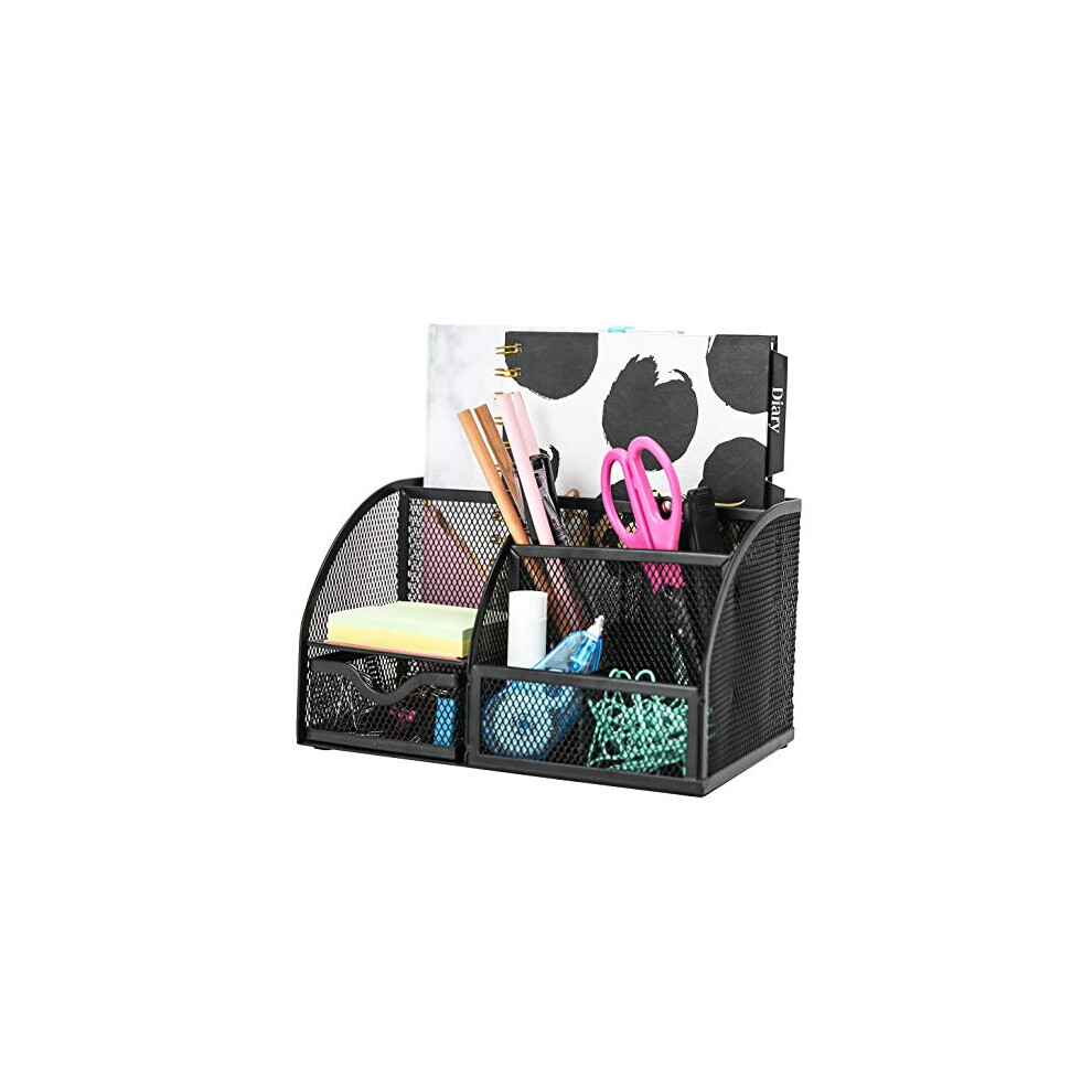 EXERZ Desk Organiser/Mesh Desk Tidy/Pen Holder/Multifunctional Organizer EX348 - Black-image-OPC-PDTGBQF-NEW