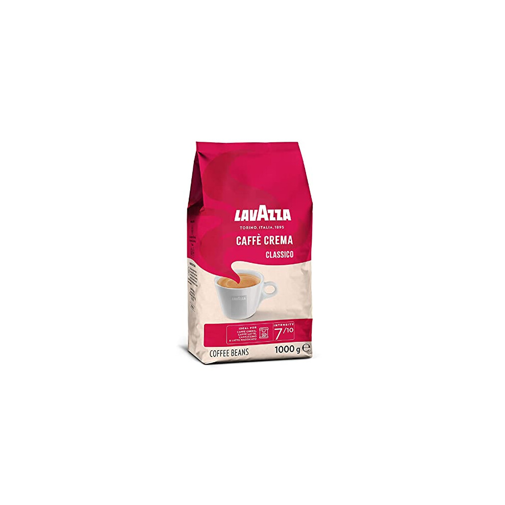 Lavazza Caff? Crema Classico, Coffee Beans, Arabica and Robusta, Cocoa and Wood Notes, Intensity 7/10, Medium Roasting, 1 Kg