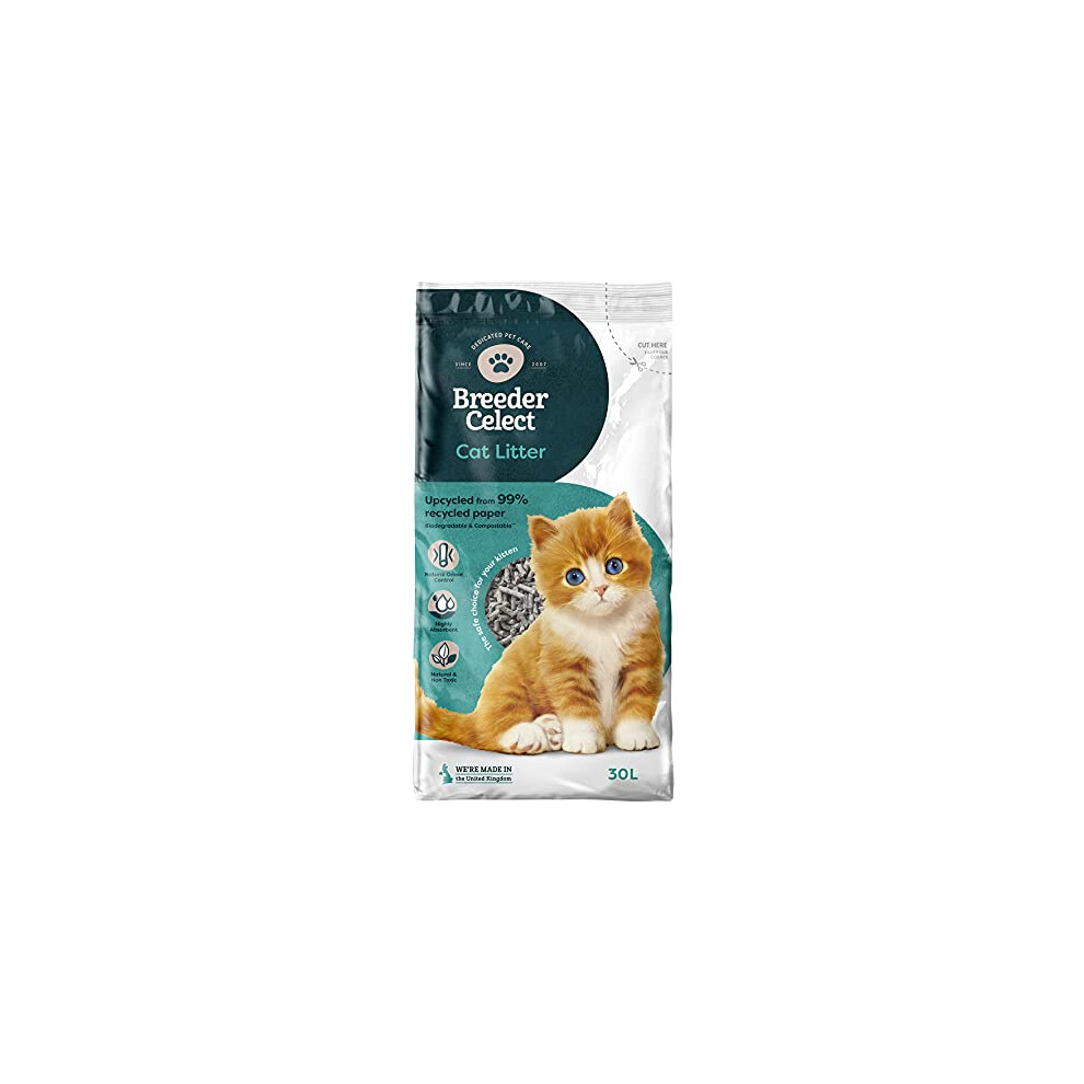 Breeder Celect Recycled Paper Cat Litter, 30L (Pack of 1)