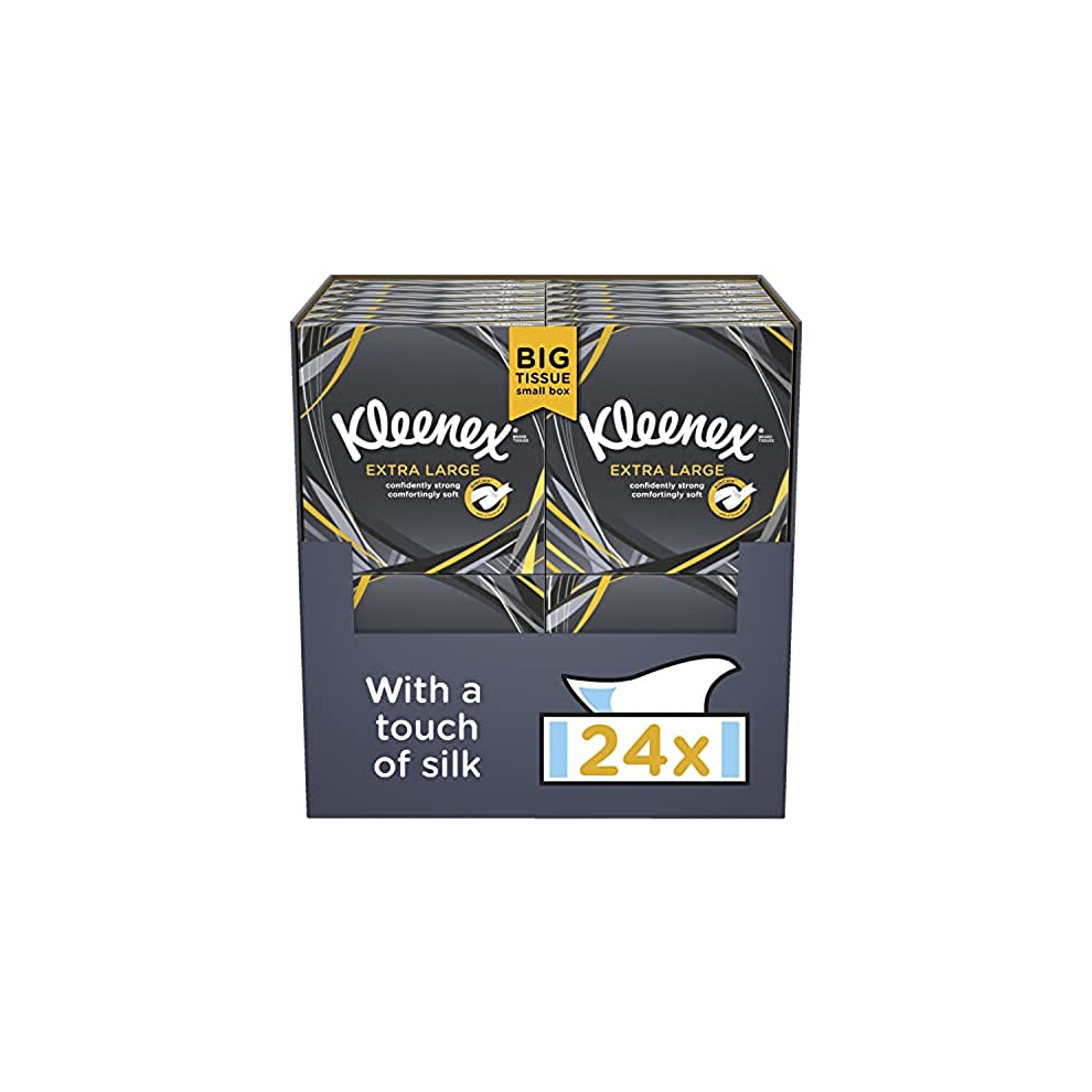 Kleenex Extra Large Facial Tissues, 100% Recyclable Packaging, 24 Compact Tissue Boxes, 1056 Tissues (24 Boxes)