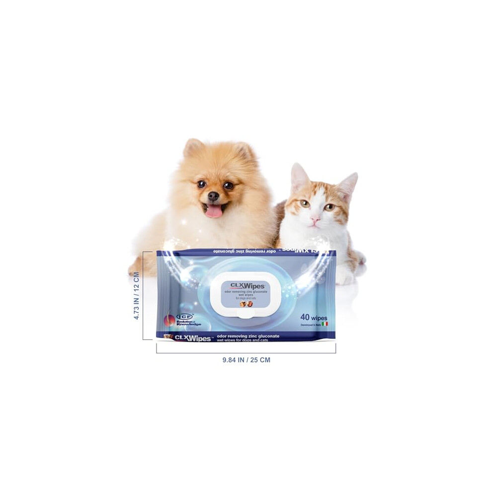 ICF - CLX Wipes - Dog Wipes Antibacterial + Antifungal - Pet Cat & Dog Grooming Wipes For Cleaning Ear, Eye, Paw & Bums - Dog Cleaning Wipes - 40