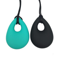 2-case Pack Food-grade Multicolor Small Round Silicone Pendant Baby Teething Necklace (green Black 2pcs)