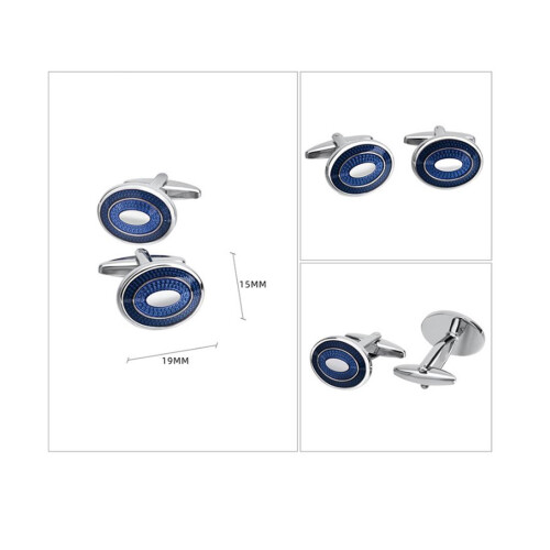 Luxury Blue Oval Round Cufflinks Premium Quality Stunning Design 2