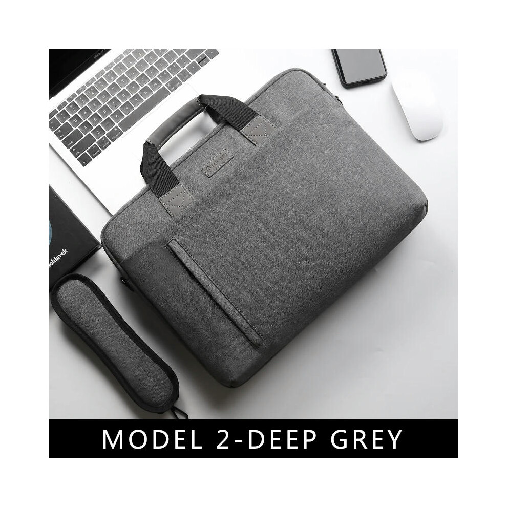 (Model 2-Deep 13.3Inch) Laptop Bag Case 13.3 14 15.6 17.3 Inch Waterproof Notebook Bag For Macbook Air Pro 13 15 Computer Shoulder Handbag Brief Grey 9368175397921