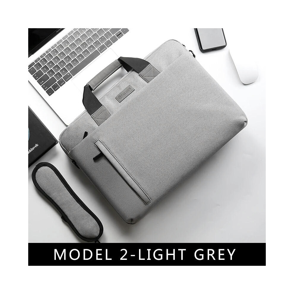 (MODEL 2-LIGHT GREY, 14inch) Laptop Bag case 13.3 14 15.6 17.3 inch Waterproof Notebook Bag for Macbook Air Pro 13 15 Computer Shoulder Handbag Briefc