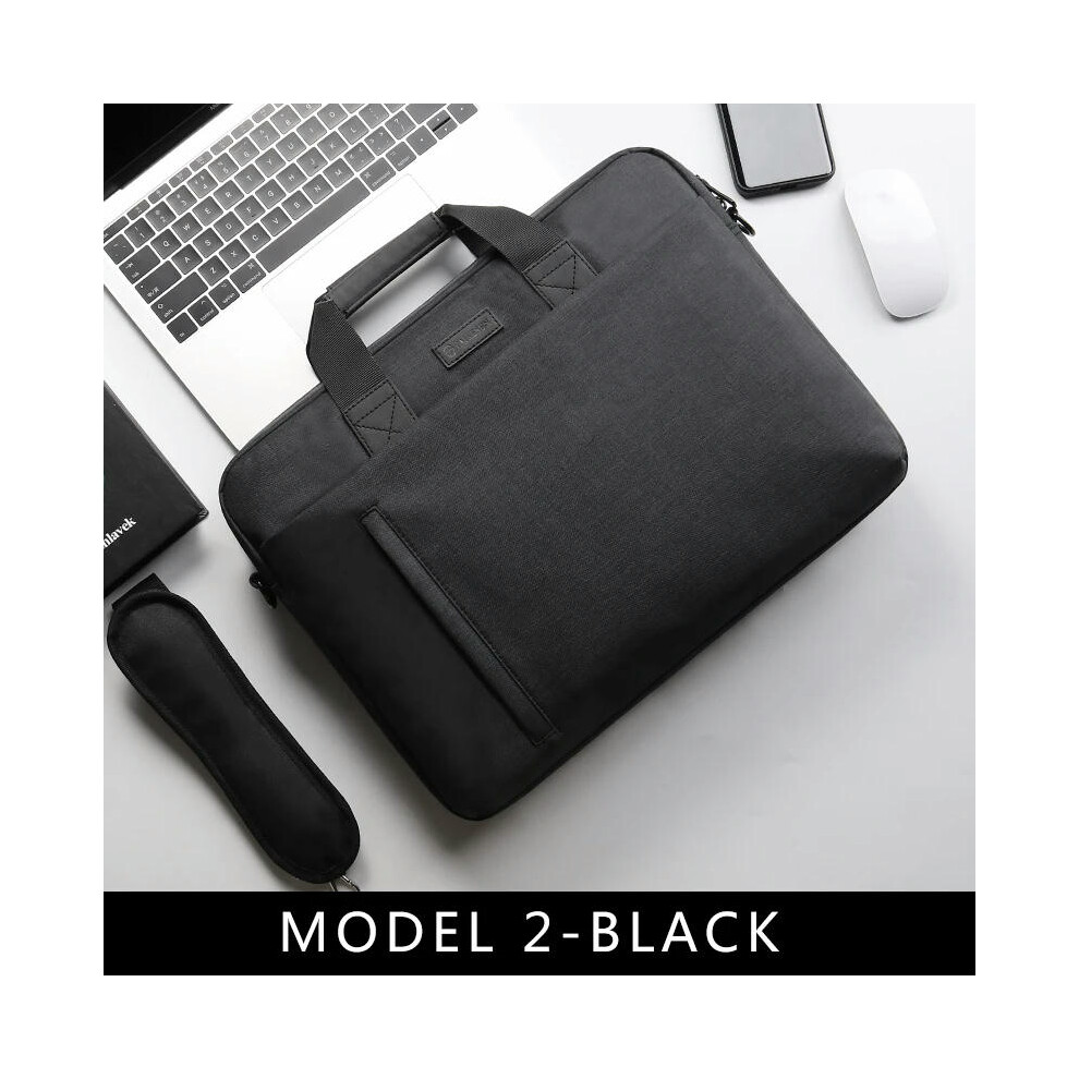 (Model 2-, 17.3Inch) Laptop Bag Case 13.3 14 15.6 17.3 Inch Waterproof Notebook Bag For Macbook Air Pro 13 15 Computer Shoulder Handbag Briefcase Black 9368175398034