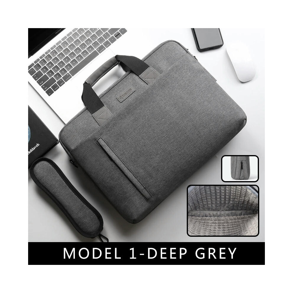 (Model 1-Deep 13.3Inch) Laptop Bag Case 13.3 14 15.6 17.3 Inch Waterproof Notebook Bag For Macbook Air Pro 13 15 Computer Shoulder Handbag Brief Grey 9368175398089