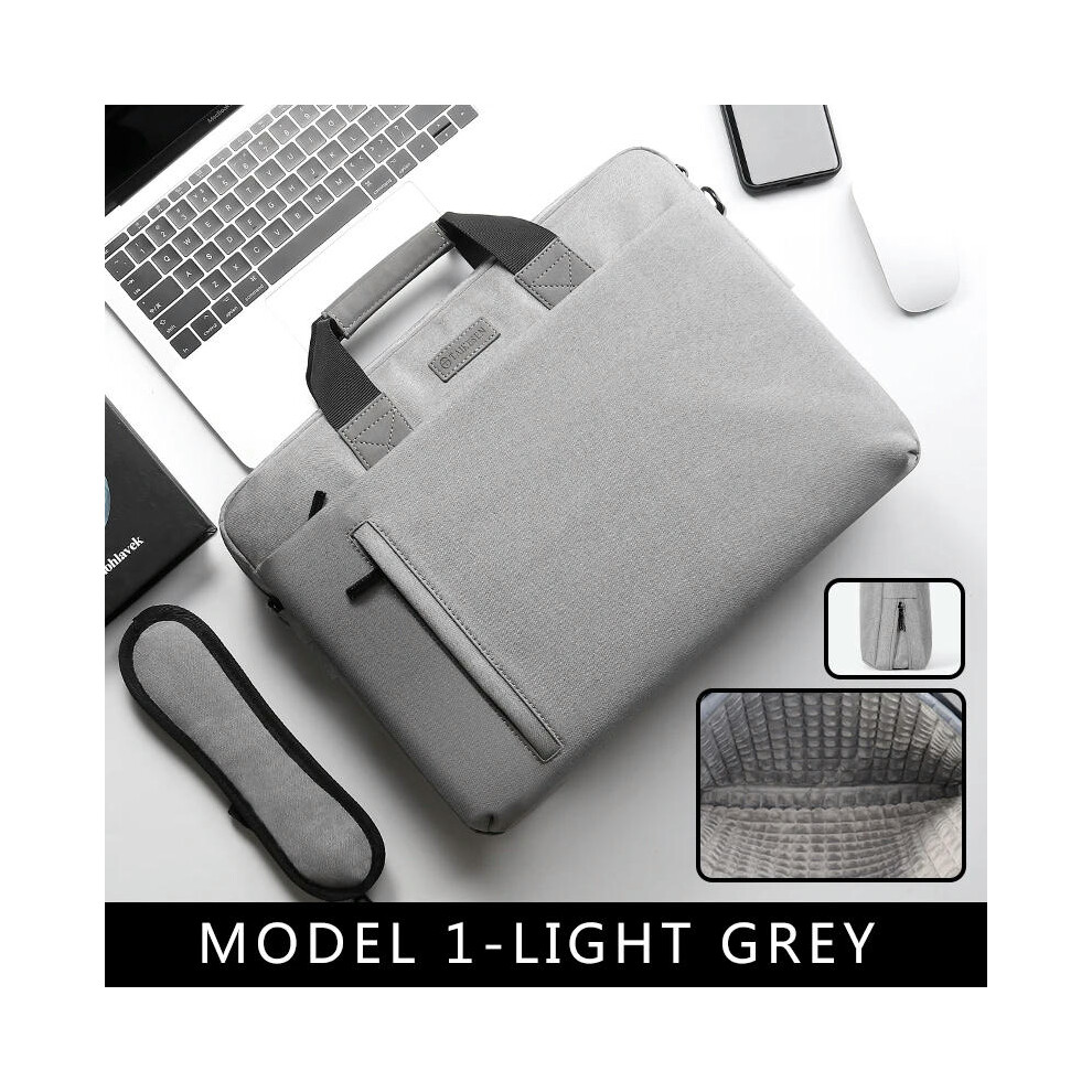 (MODEL 1-LIGHT GREY, 13.3inch) Laptop Bag case 13.3 14 15.6 17.3 inch Waterproof Notebook Bag for Macbook Air Pro 13 15 Computer Shoulder Handbag Brie