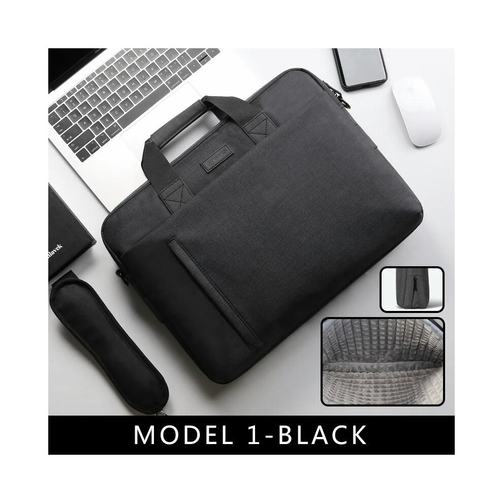 (Model 1-, 14Inch) Laptop Bag Case 13.3 14 15.6 17.3 Inch Waterproof Notebook Bag For Macbook Air Pro 13 15 Computer Shoulder Handbag Briefcase B Black 9368175398133