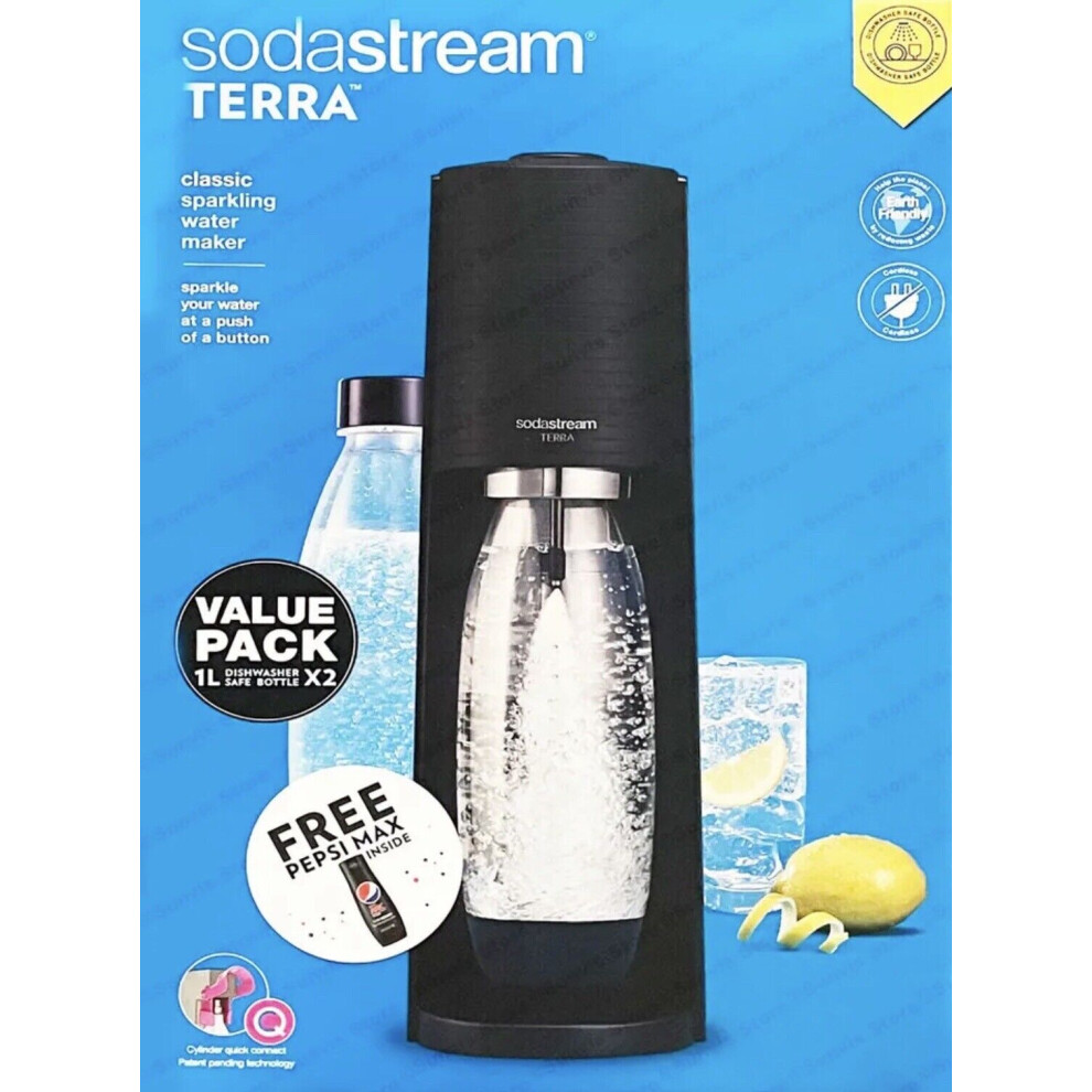 SodaStream Terra Sparkling Water Maker Machine with 2 x 1L Bottle,